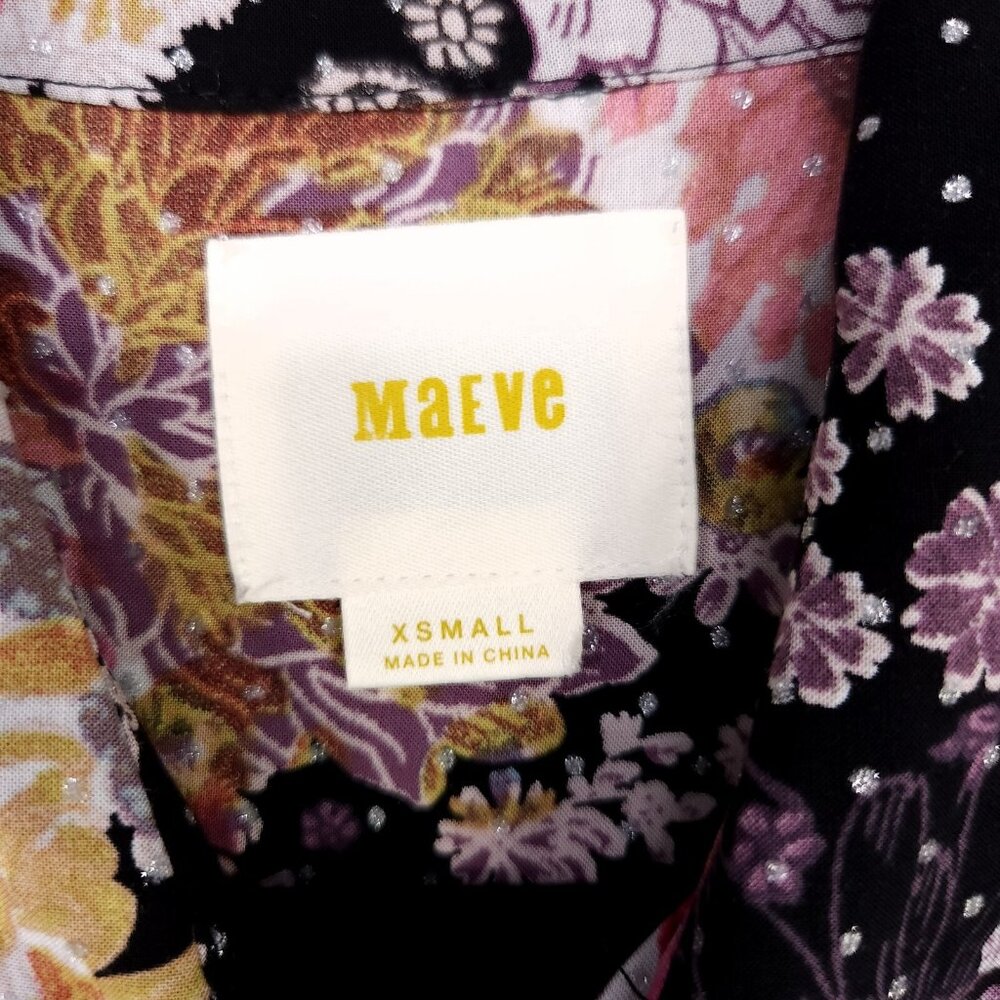 Anthropologie Maeve Autumnal Tunic Top Size XS Button Up Oversized Floral Boho - Picture 14 of 15